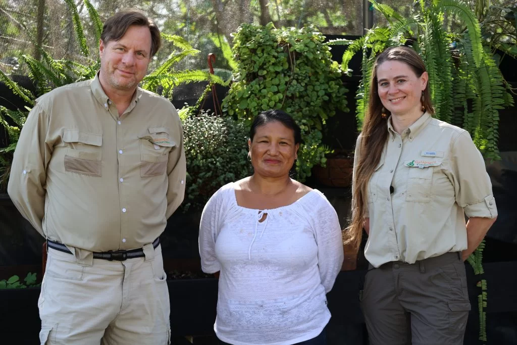 Paul Salaman, President of Galápagos Conservancy; Mirian Silva, founder of the project; and Amy Doherty, Senior Director of Operations
