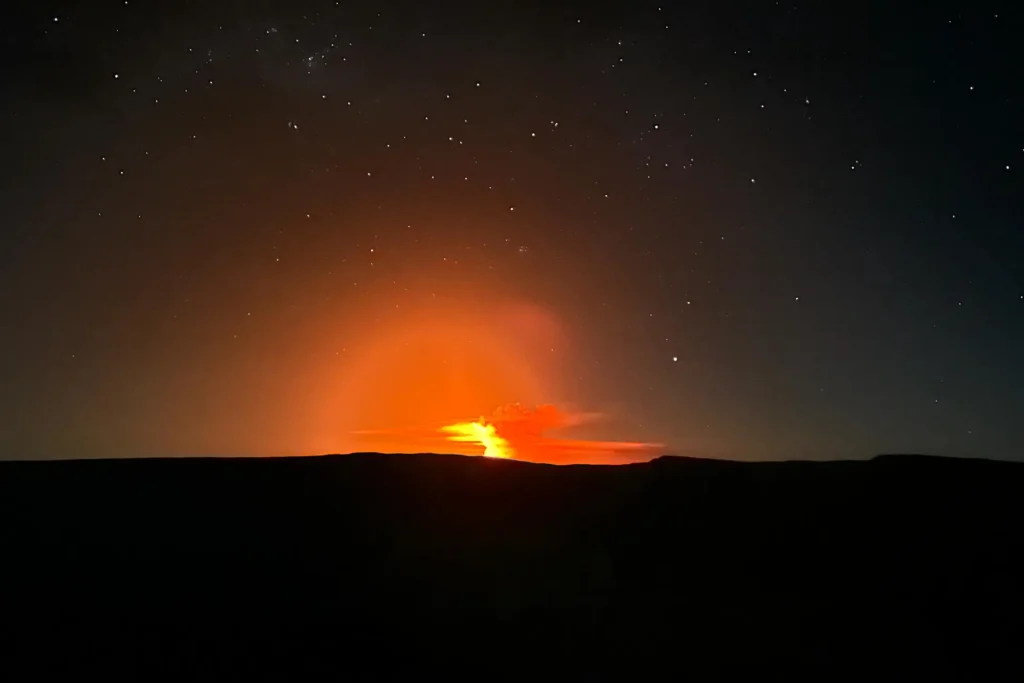 The Cumbre volcano on Fernandina Island, towering at 1476 meters, erupts spectacularly on March 3, 2024, as we witness the volcanic fury in the remote Galápagos Islands.