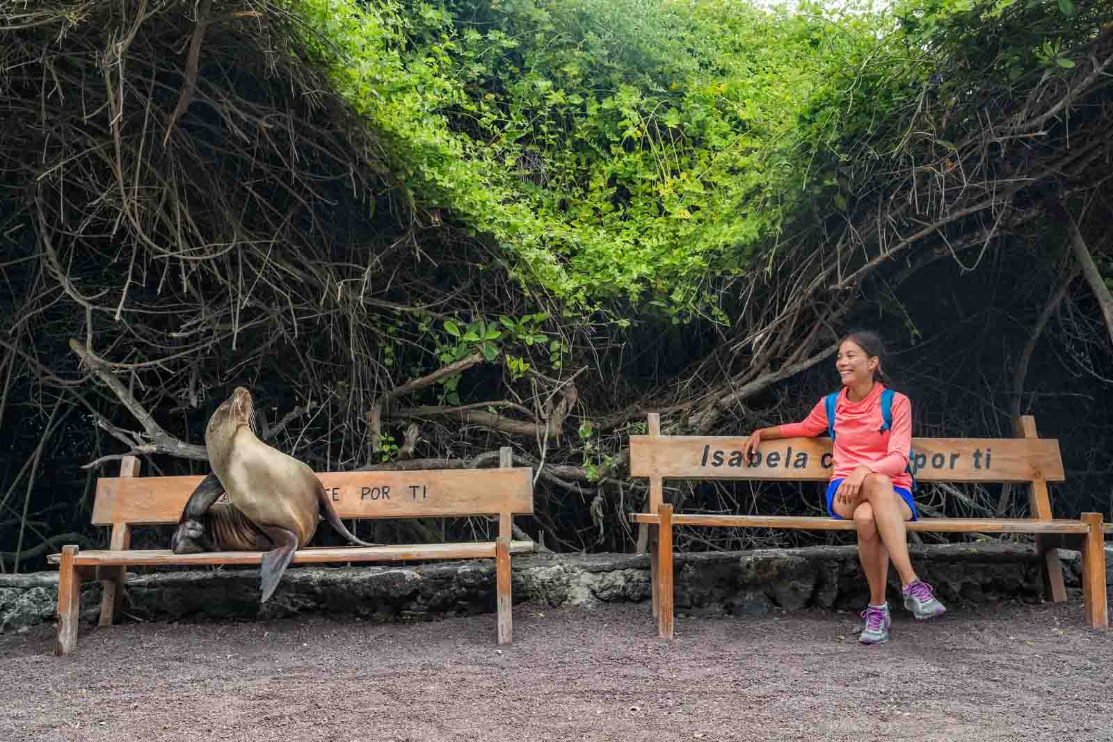 Tourist in the Port of Puerto Villamil | Galapagos Islands