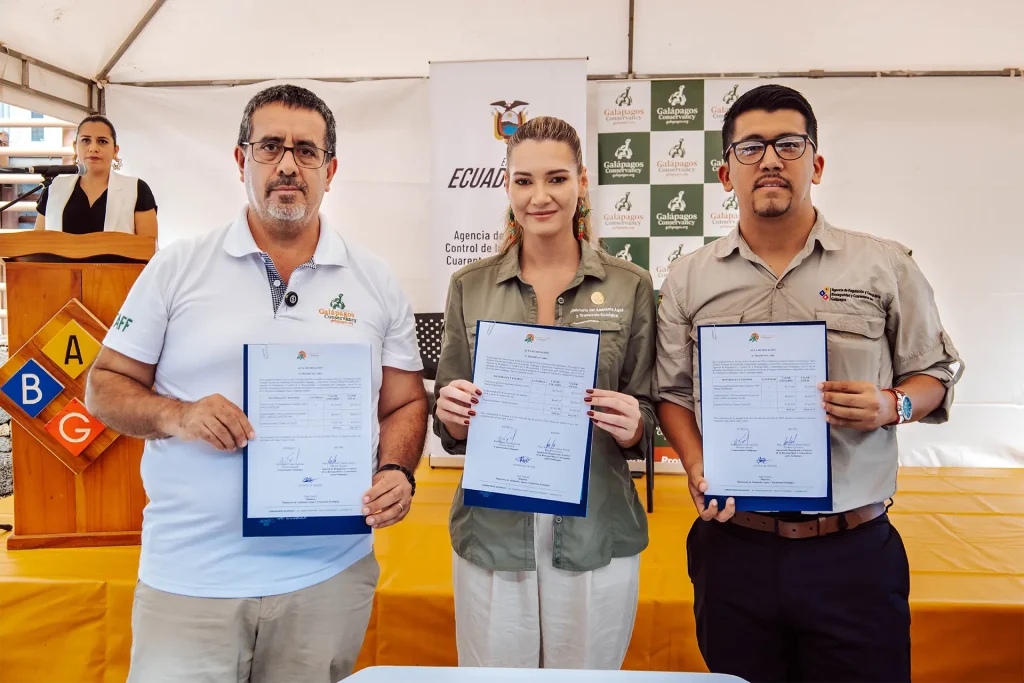 Signing of the Acknowledgement of Receipt for the donation of equipment and supplies to reinforce invasive species control and prevention efforts.