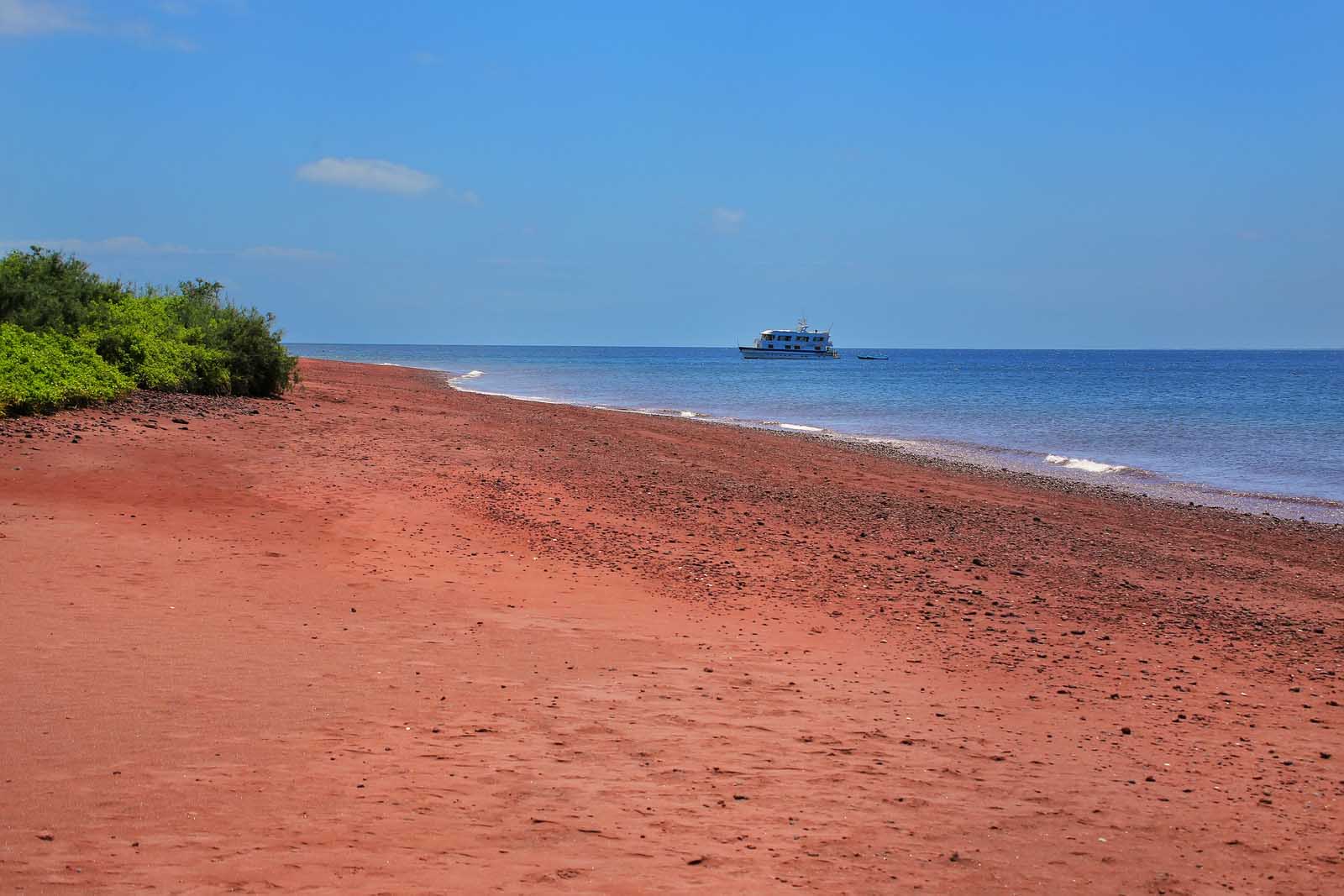 Red sand beach on Rabida Island, Galapagos National Park, Ecuador