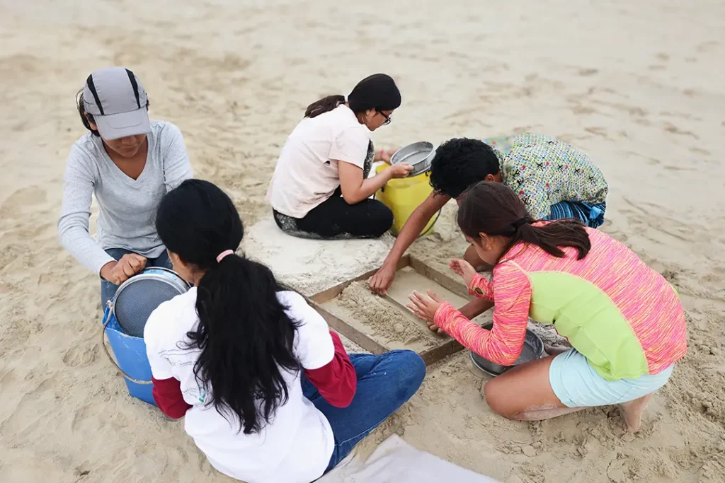 Students from Galápagos at Tortuga Bay