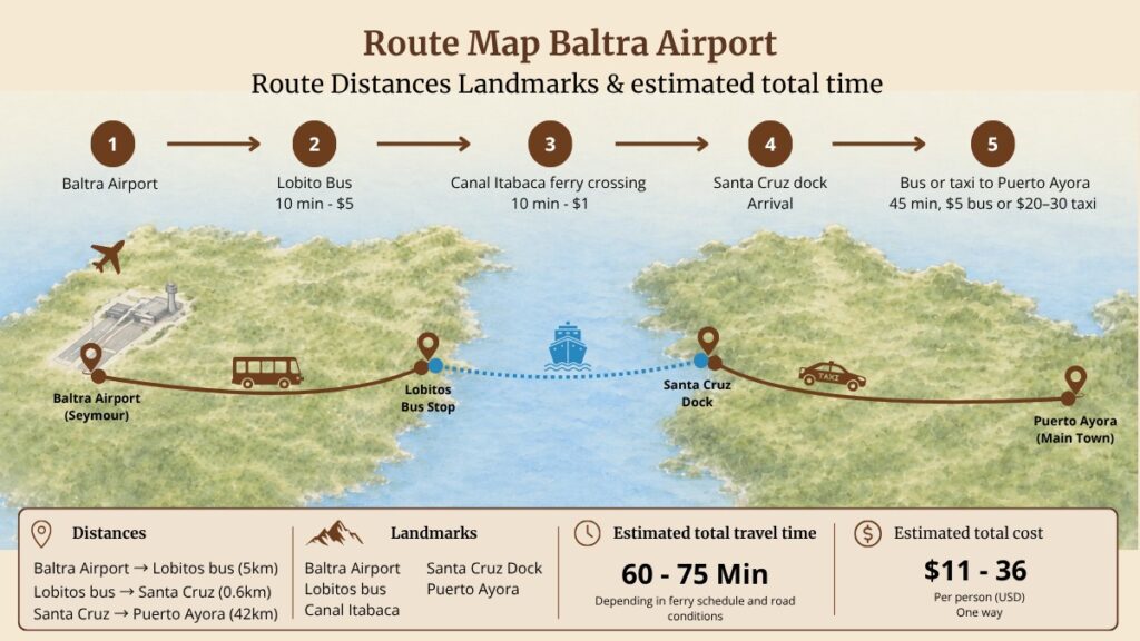Illustrated route map: Baltra Airport